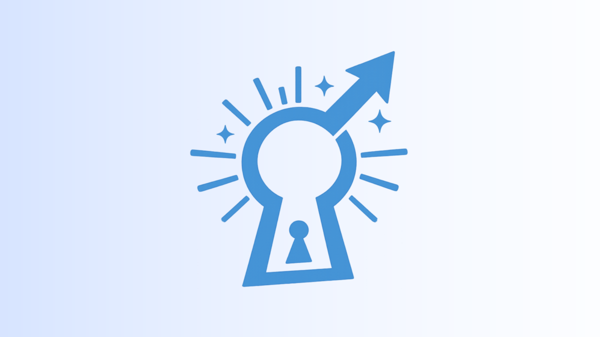 Icon of a keyhole with an upward arrow, representing unlocking growth